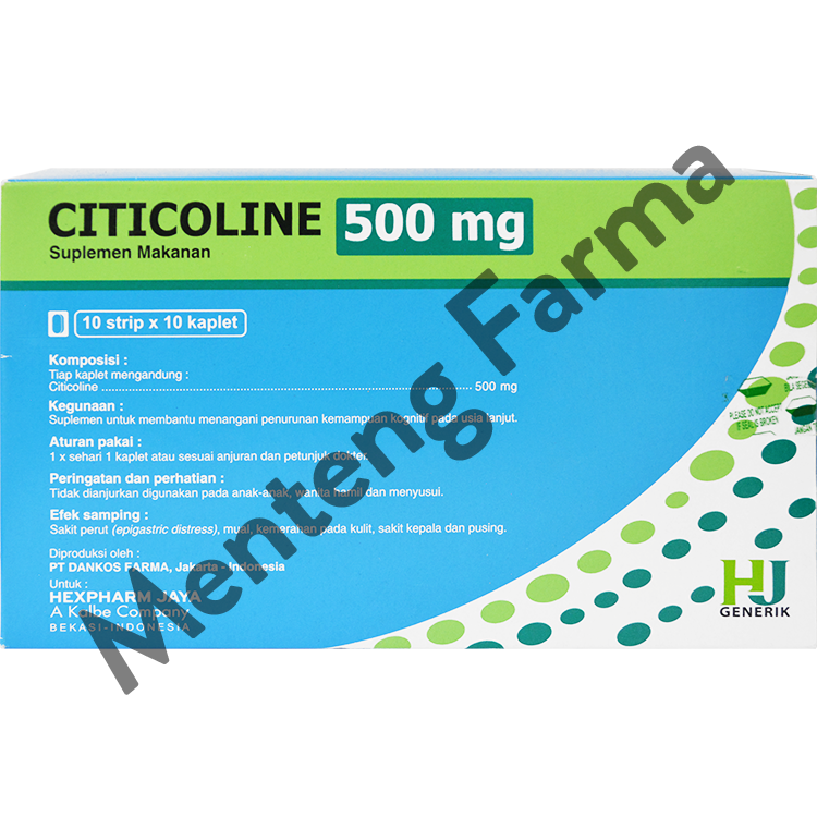 Citicoline 500 mg Strip 10 Tablet - Suplemen Daya Ingat dan Kesehatan Otak - Menteng Farma