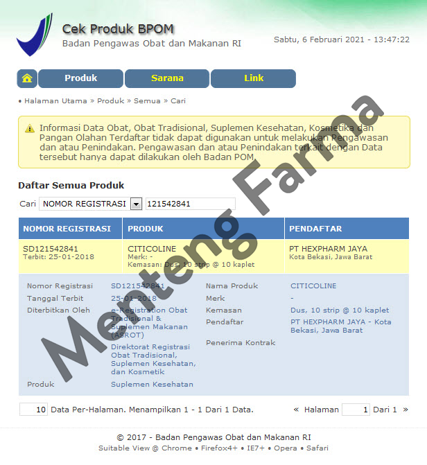 Citicoline 500 mg Strip 10 Tablet - Suplemen Daya Ingat dan Kesehatan Otak - Menteng Farma