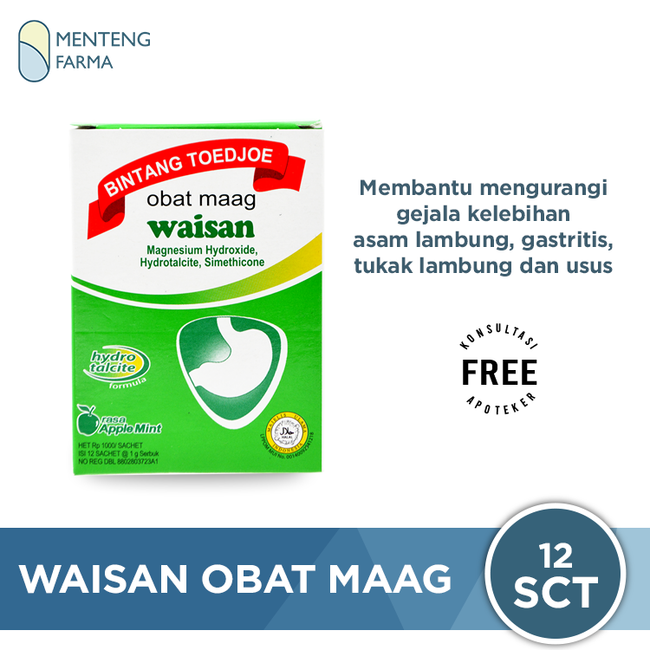 Waisan Obat Maag 12 Sachet - Meredakan Gejala Maag dan Asam Lambung Tinggi - Menteng Farma