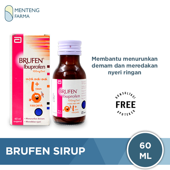 Brufen Sirup 60 mL - Sirup Penurun Panas dan Pereda Nyeri Ringan - Menteng Farma