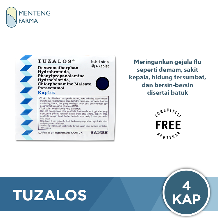 Tuzalos 4 Kaplet - Pereda Flu disertai Batuk - Menteng Farma