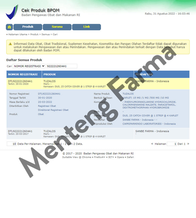 Tuzalos 4 Kaplet - Pereda Flu disertai Batuk - Menteng Farma