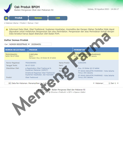 Curcuma 20 Mg 10 Tablet - Suplemen Kesehatan Hati dan Nafsu Makan - Menteng Farma