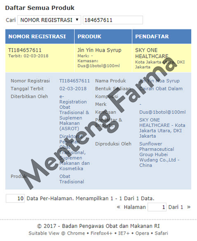 Jin Yin Hua Syrup - Obat Herbal Pereda Panas Dalam - Menteng Farma