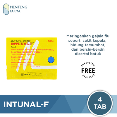 Intunal F 4 Tablet - Pereda Gejala Flu, Hidung Tersumbat, dan Bersin-bersin - Menteng Farma