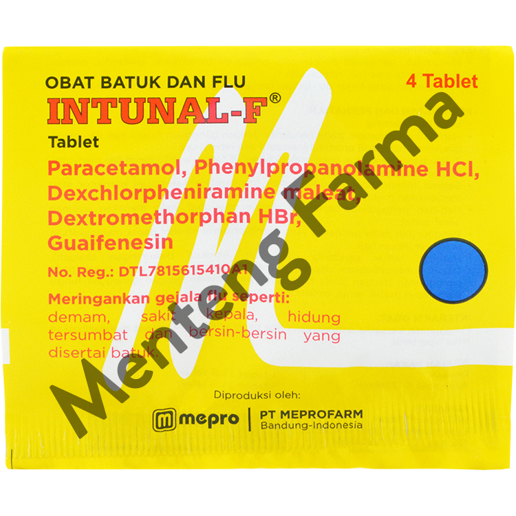 Intunal F 4 Tablet - Pereda Gejala Flu, Hidung Tersumbat, dan Bersin-bersin - Menteng Farma