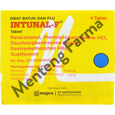 Intunal F 4 Tablet - Pereda Gejala Flu, Hidung Tersumbat, dan Bersin-bersin - Menteng Farma