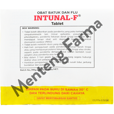 Intunal F 4 Tablet - Pereda Gejala Flu, Hidung Tersumbat, dan Bersin-bersin - Menteng Farma