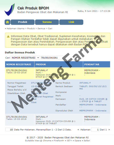 Intunal F 4 Tablet - Pereda Gejala Flu, Hidung Tersumbat, dan Bersin-bersin - Menteng Farma