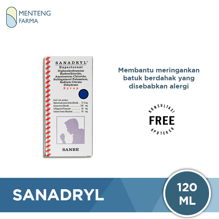 Sanadryl Expectorant Sirup 120 mL - Sirup Obat Batuk Berdahak - Menteng Farma