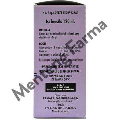 Sanadryl Expectorant Sirup 120 mL - Sirup Obat Batuk Berdahak - Menteng Farma