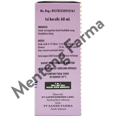 Sanadryl Expectorant Sirup 60 mL - Sirup Obat Batuk Berdahak - Menteng Farma