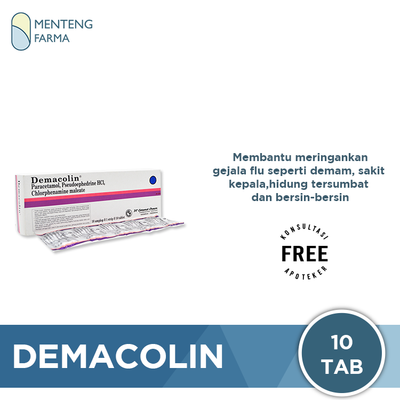 Demacolin 10 Tablet - Meredakan Flu, Hidung Tersumbat, Sakit Kepala, Demam - Menteng Farma