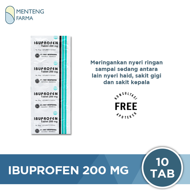 Ibuprofen 200 Mg Strip 10 Tablet - Pereda Nyeri Ringan dan Sedang - Menteng Farma