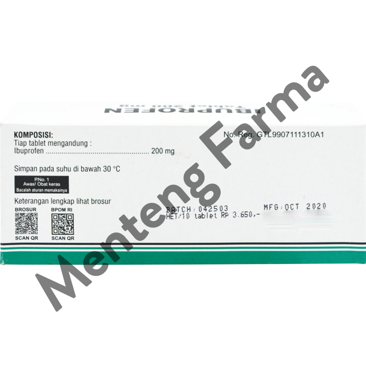 Ibuprofen 200 Mg Strip 10 Tablet - Pereda Nyeri Ringan dan Sedang - Menteng Farma