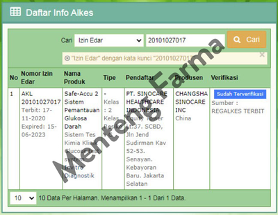 Sinocare Safe-Accu Alat Cek Gula Darah - Menteng Farma