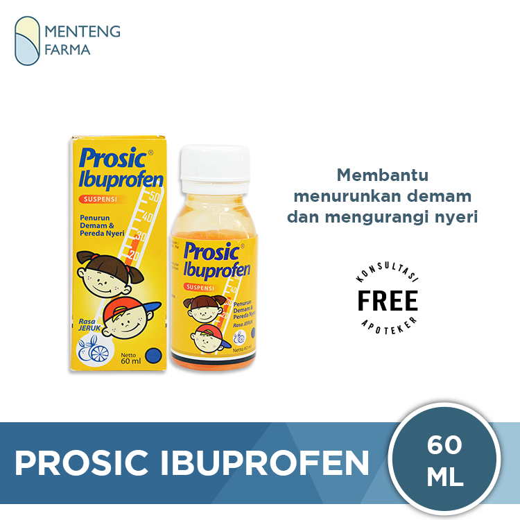 Prosic Syrup Rasa Jeruk 60 mL - Obat Penurun Demam dan Pereda Nyeri - Menteng Farma