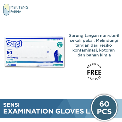 Sensi Latex Examination Gloves (Sarung Tangan Karet) Size L - Menteng Farma