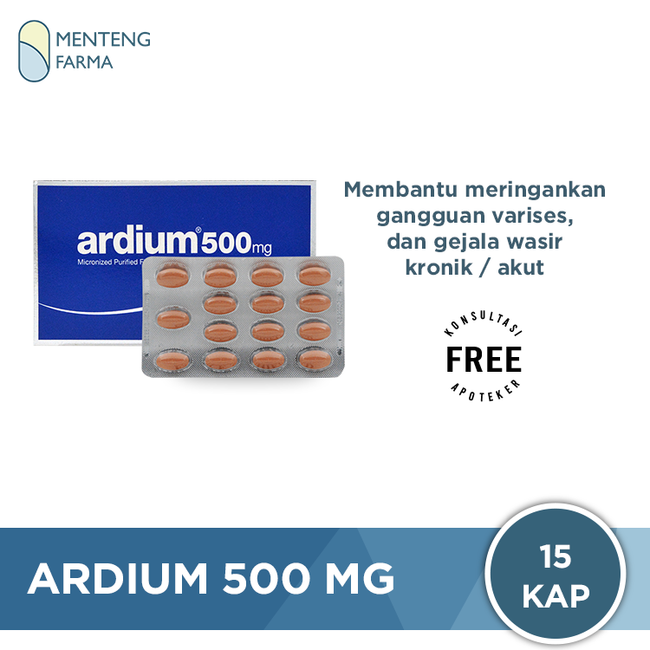 Ardium 500 Mg 15 Tablet - Obat Wasir Ambeien Hemoroid Varises - Menteng Farma
