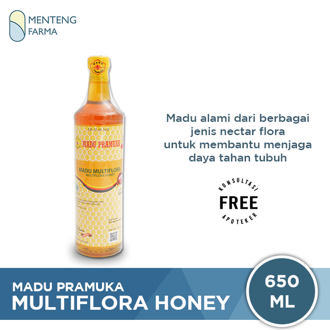 Madu Pramuka Multiflora 650 mL - Madu Alami dari berbagai Nectar Flora - Menteng Farma