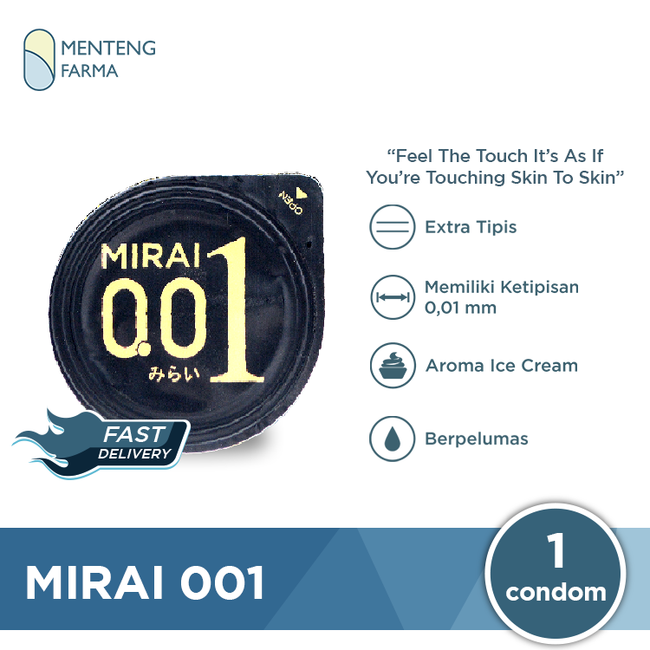 Kondom Mirai 001 1 Pcs - Kondom Extra Tipis - Menteng Farma