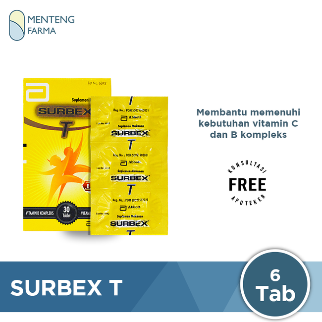 Surbex T Strip 6 Tablet - Suplemen Vitamin B Kompleks dan Vitamin C - Menteng Farma