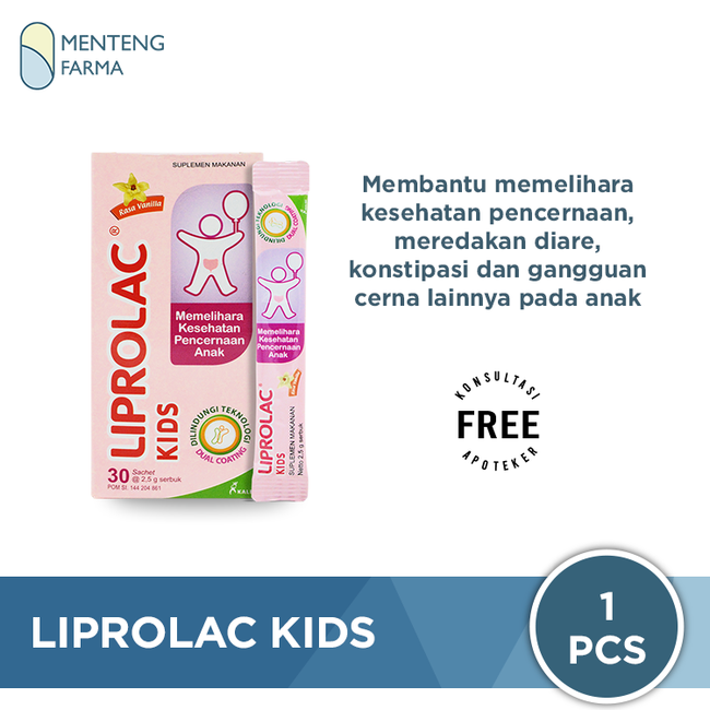 Liprolac Vanilla Sachet - Suplemen Probiotik dan Prebiotik Anak - Menteng Farma