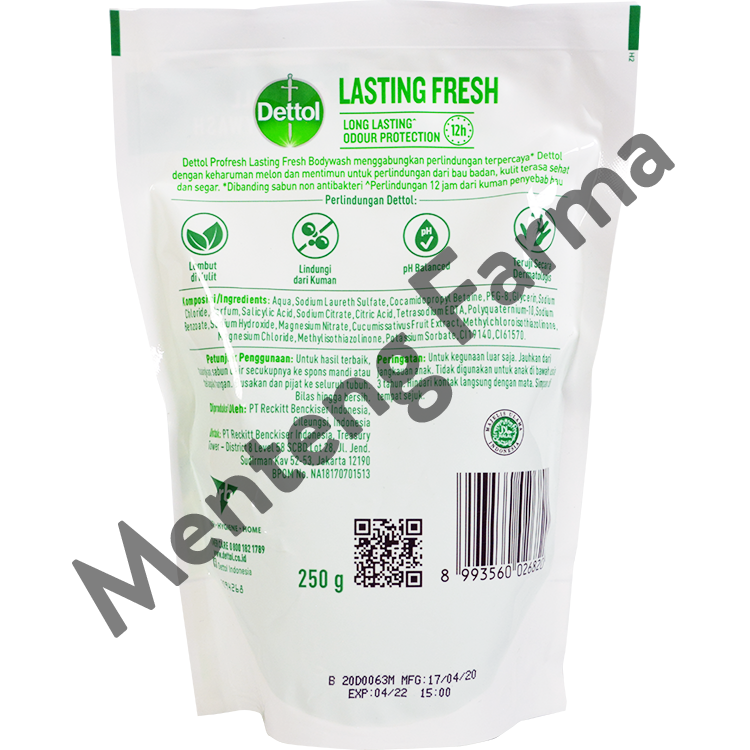 Sabun Mandi Cair Dettol ProFresh - Lasting Fresh (250 Gram) - Menteng Farma