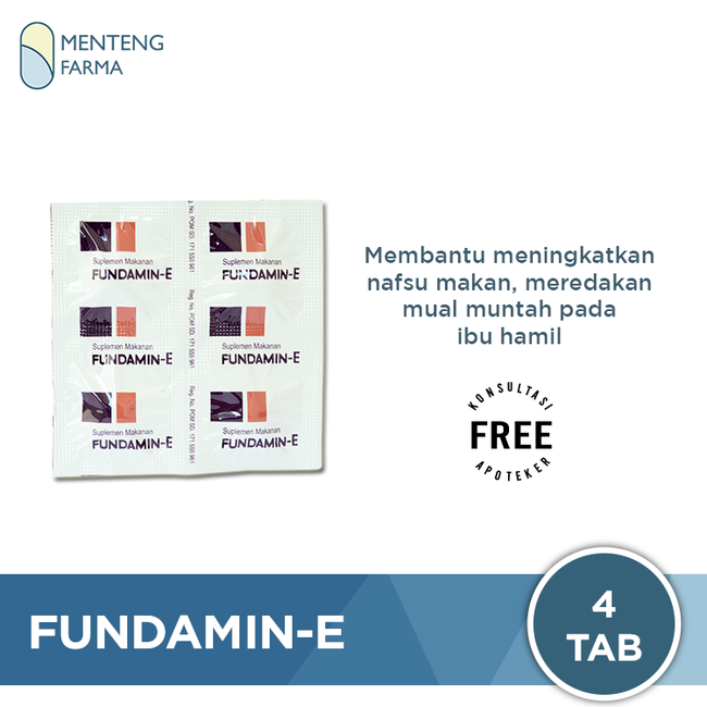 Fundamin-E 4 Tablet - Suplementasi Vitamin B1, B6, B12, dan vitamin E - Menteng Farma