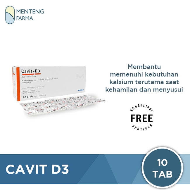 Cavit D3 Strip 10 Tablet - Suplemen Kebutuhan Kalsium - Menteng Farma