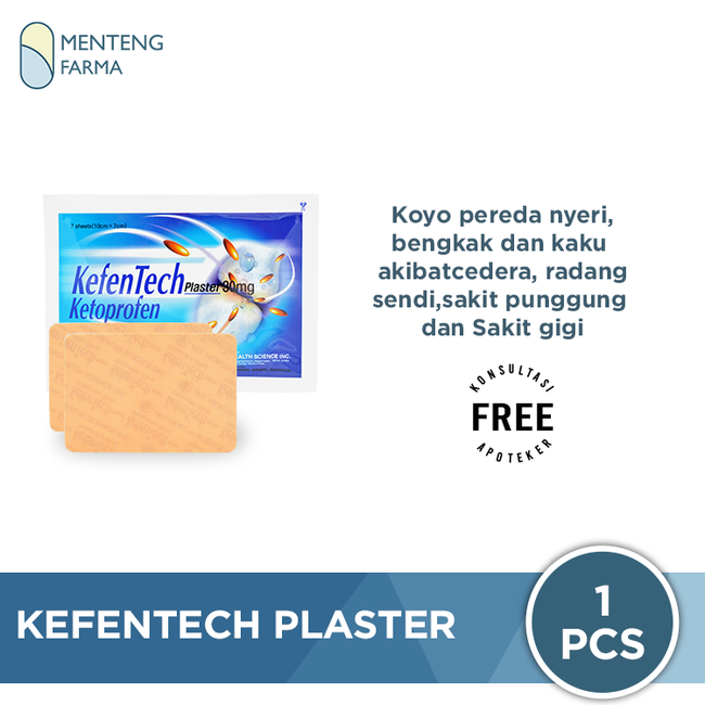 Kefentech Plaster 30 Mg - Koyo Pereda Nyeri Bengkak Keseleo Rematik Sakit Otot Pinggang - Menteng Farma