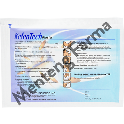 Kefentech Plaster 30 Mg - Koyo Pereda Nyeri Bengkak Keseleo Rematik Sakit Otot Pinggang - Menteng Farma