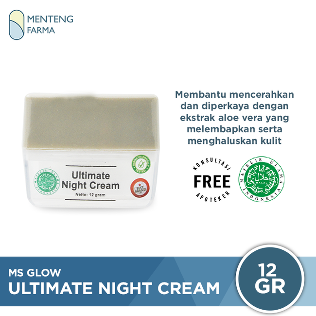 Ms Glow Ultimate Night Cream 12 Gr - Krim Malam Untuk Anti Aging - Menteng Farma