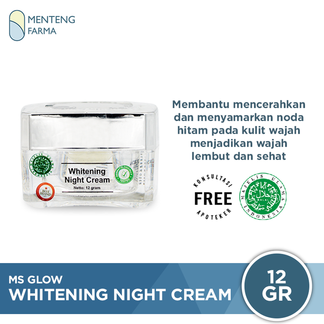Ms Glow Whitening Night Cream 12 Gr - Krim Malam Untuk Mencerahkan - Menteng Farma