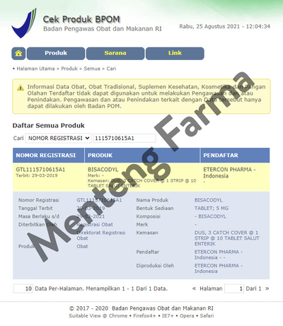 Bisacodyl 5 Mg 10 Tablet - Obat Pencahar Sembelit Konstipasi - Menteng Farma