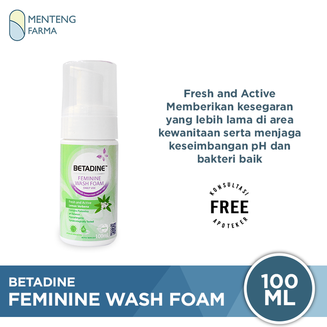 Betadine Feminine Wash Foam Fresh And Active Lemon Verbena 100 mL - Menteng Farma