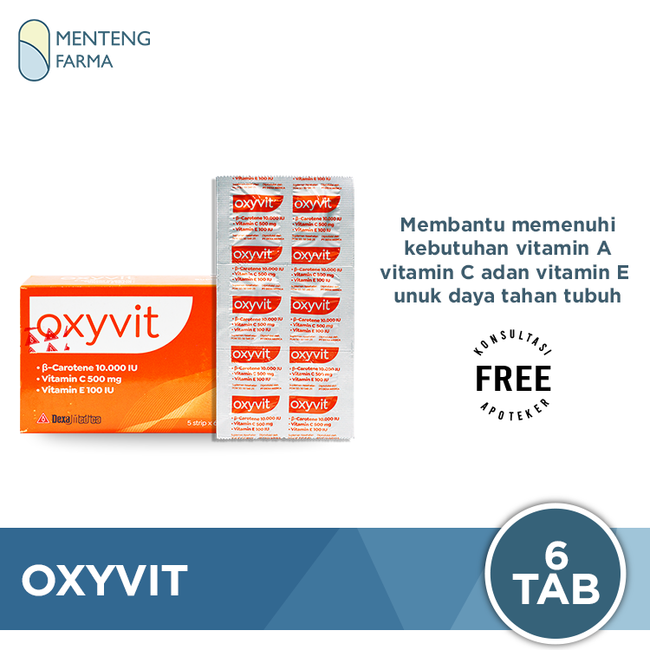 Oxyvit Strip 6 Kaplet - Suplemen Kebutuhan Vitamin A, C, dan E - Menteng Farma