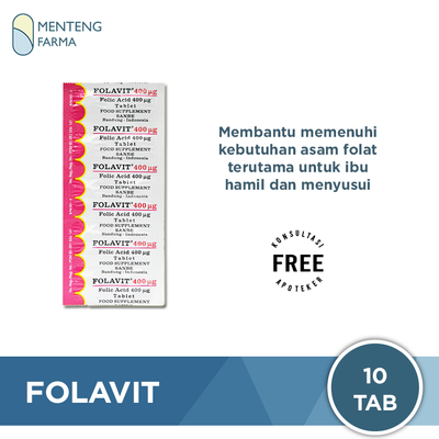 Folavit 400 Mcg Strip 10 Tablet - Suplemen Asam Folat Ibu Hamil - Menteng Farma