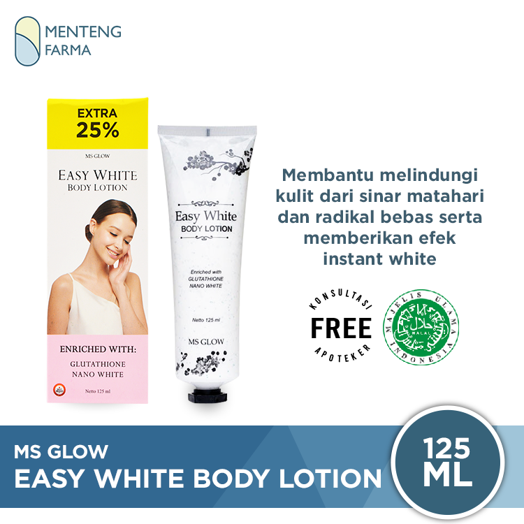 Ms Glow Easy White Body Lotion 125 mL - Lotion Pemutih Instan Look - Menteng Farma