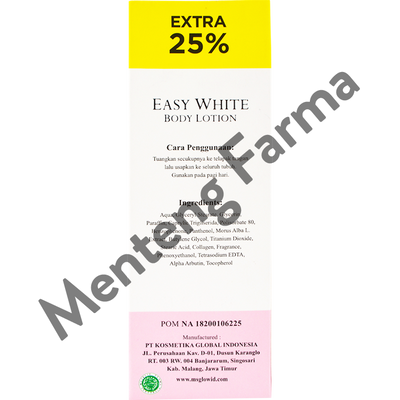 Ms Glow Easy White Body Lotion 125 mL - Lotion Pemutih Instan Look - Menteng Farma