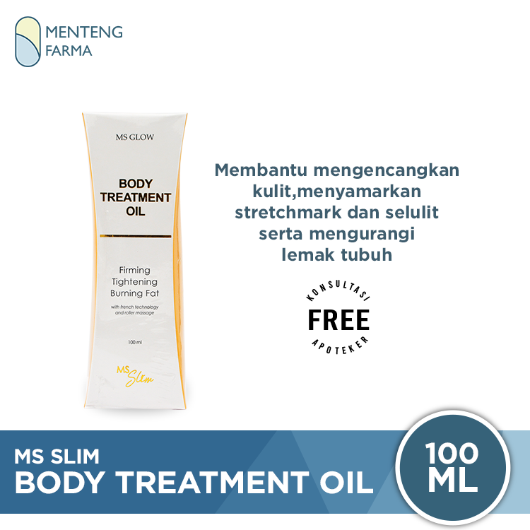 Ms Glow Body Treatment Oil 100 mL - Body Oil Untuk Mengurangi Lingkar Tubuh Stretchmark dan Selulit - Menteng Farma