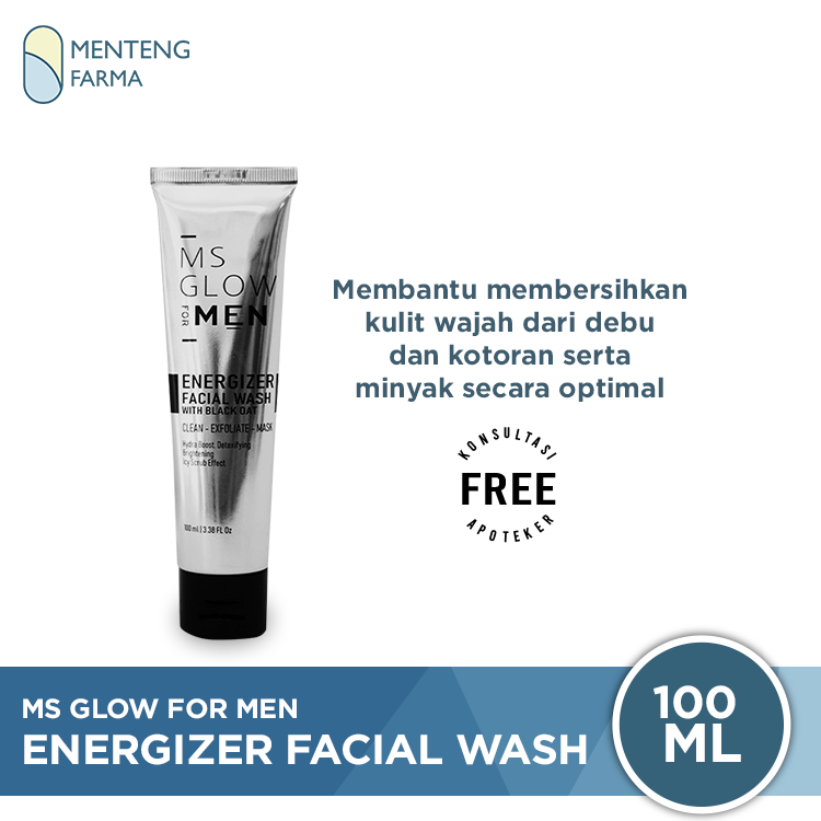 Ms Glow Men Energizer Facial Wash 100 mL - Pembersih Wajah 3 in 1 Pria - Menteng Farma