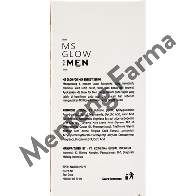 Ms Glow Men Energy Serum 20 mL - Serum Perawatan Kulit Wajah Pria - Menteng Farma