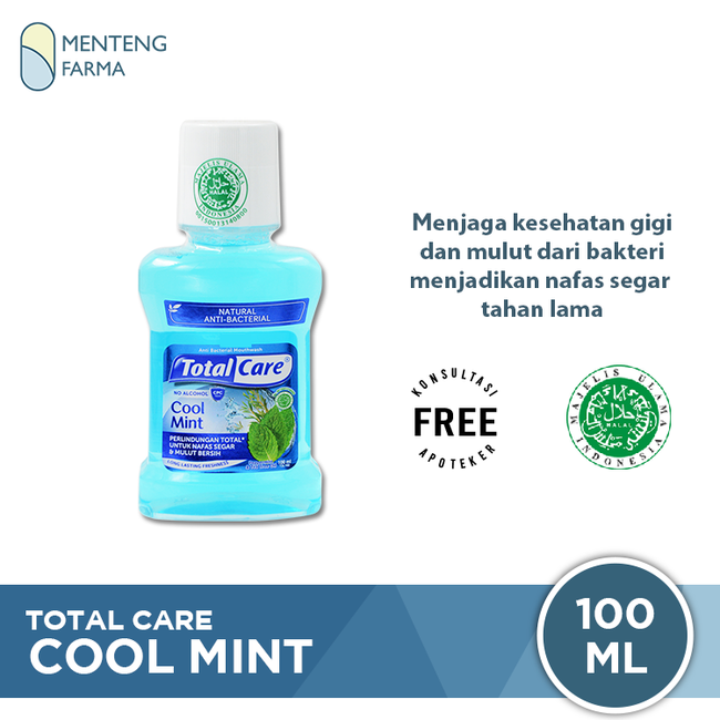 Total Care Mouthwash Cool Mint 100 mL - Obat Kumur Penghilang Bau Mulut - Menteng Farma