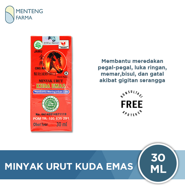 Minyak Urut Kuda Emas 30 mL - Cing Ma Obat Luka Pijat Urut - Menteng Farma