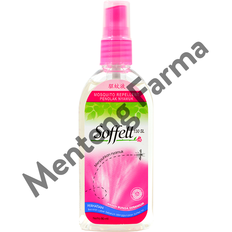 Soffell Spray Wangi Bunga Geranium 80 mL - Cairan Spray Anti Nyamuk - Menteng Farma