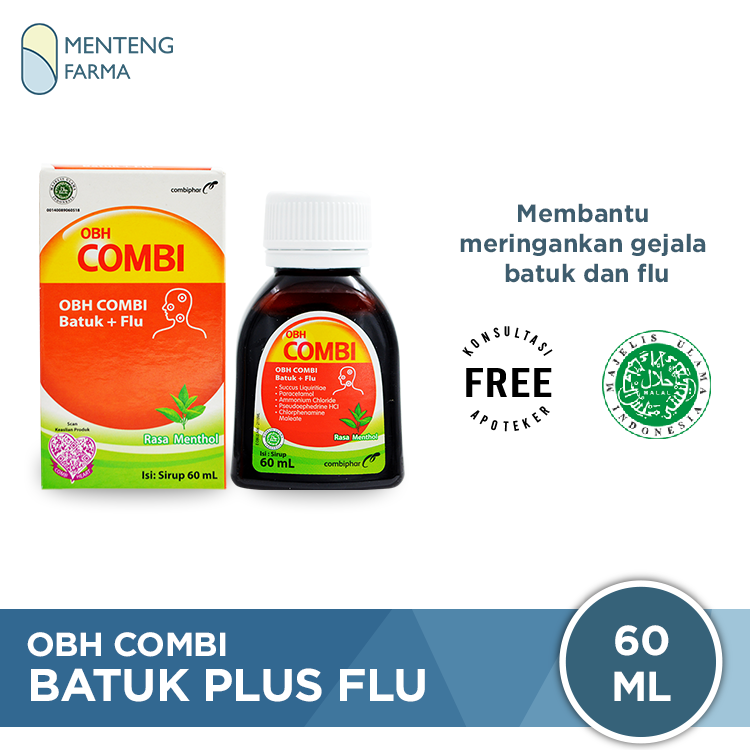 OBH Combi Batuk Plus Flu 60 ml - Meredakan Batuk, Flu, dan Demam - Menteng Farma