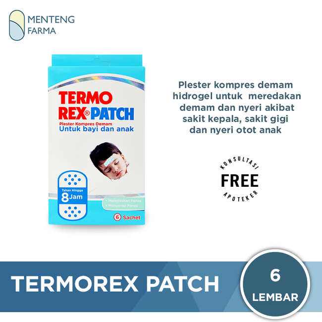 Termorex Patch Isi 6 Lembar - Plester Hidrogel Kompres Demam Anak - Menteng Farma