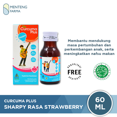 Curcuma Plus Sharpy Rasa Strawberry 60 mL - Suplemen Pertumbuhan dan Penambah Nafsu Makan Anak - Menteng Farma