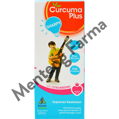 Curcuma Plus Sharpy Rasa Strawberry 60 mL - Suplemen Pertumbuhan dan Penambah Nafsu Makan Anak - Menteng Farma